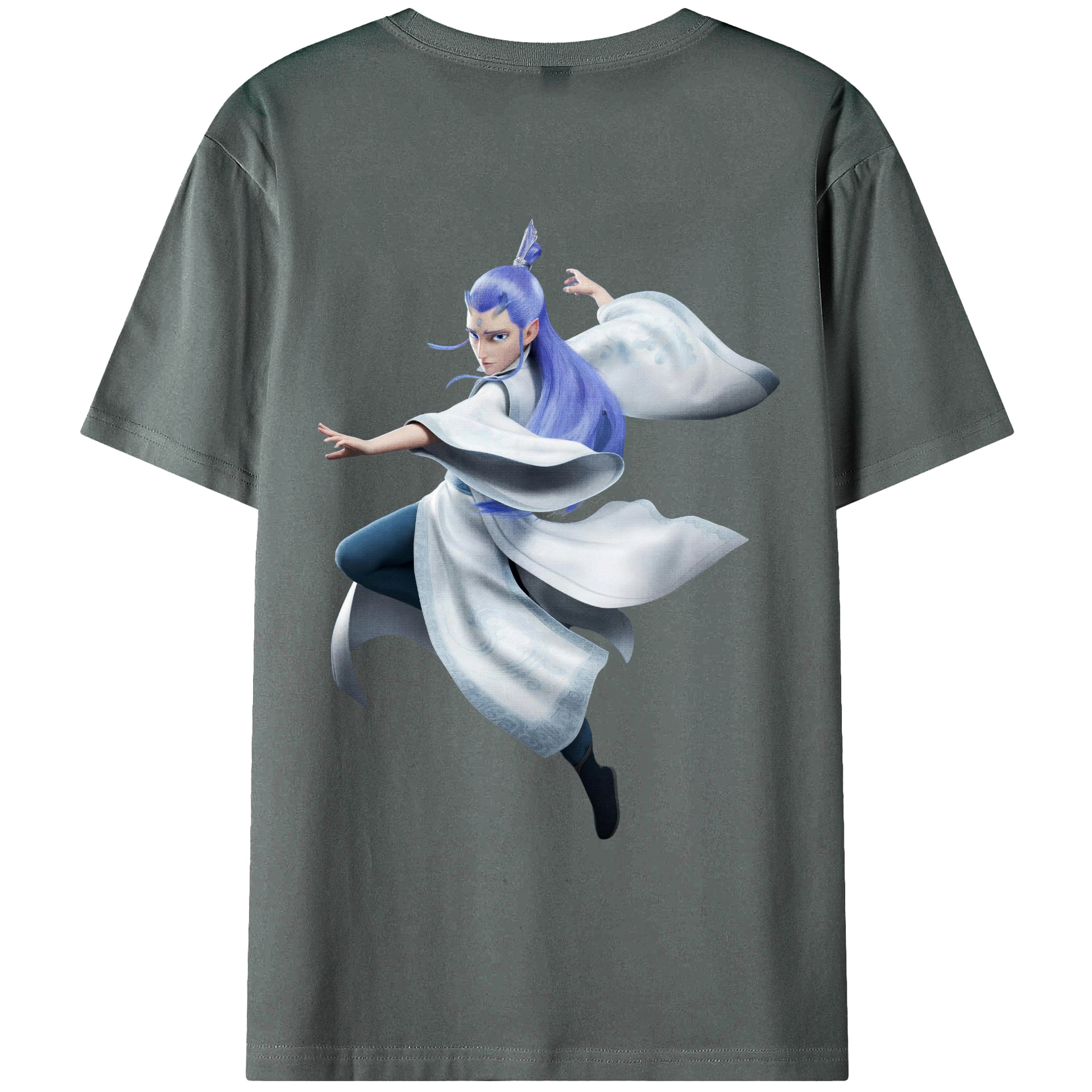 （画像用） Ne Zha 2 ナタ 魔童の大暴れ 綿100％ メンズ半袖Tシャツ（バックプリント） 通気性